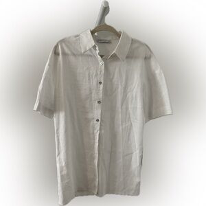 Petal & Pup White Casual Button Down Shirt Short Sleeve